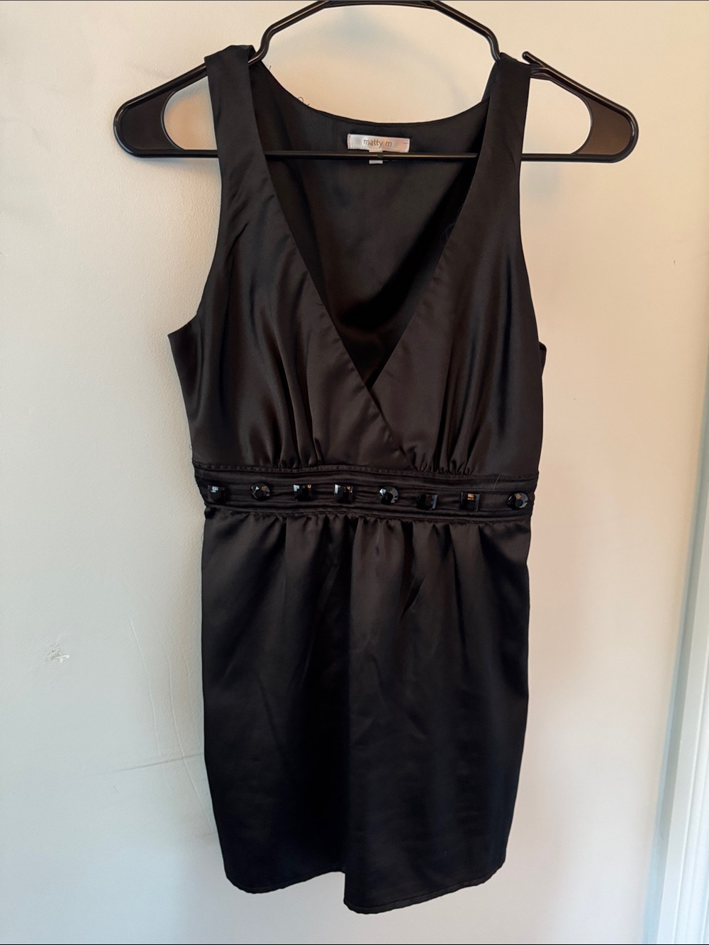 Vintage matty m Black Sleeveless Beaded Waist tunic top